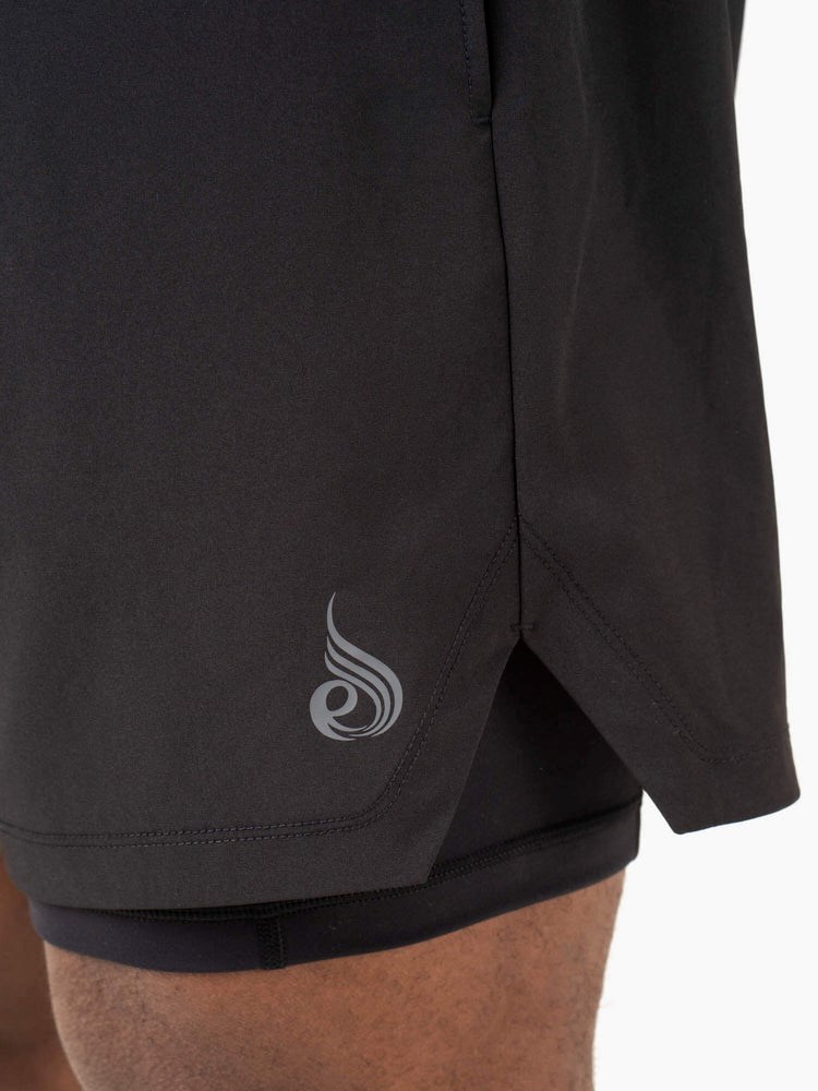 Ryderwear Pursuit 2 In 1 Tréninková Shorts Černé | BTEH-25410