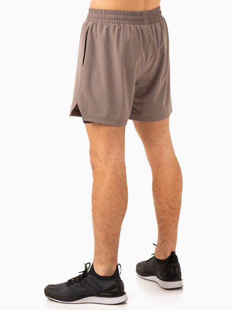 Ryderwear Pursuit 2 In 1 Tréninková Shorts Taupe | HNVL-60357