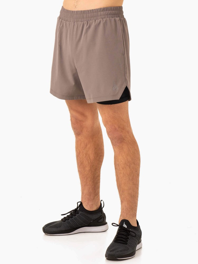 Ryderwear Pursuit 2 In 1 Tréninková Shorts Taupe | HNVL-60357