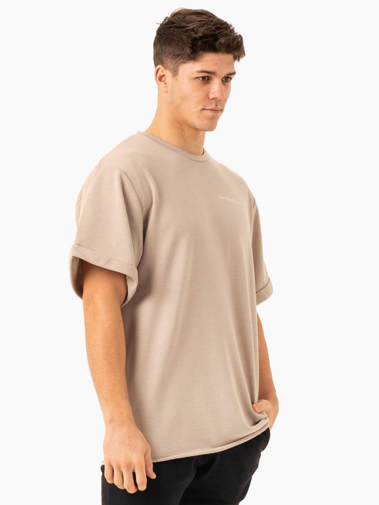 Ryderwear Pursuit Oversized Fleece T-Shirt Sand | PXVR-07485