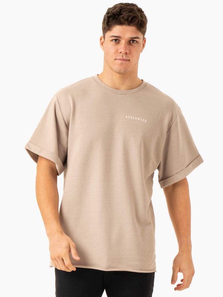 Ryderwear Pursuit Oversized Fleece T-Shirt Sand | PXVR-07485