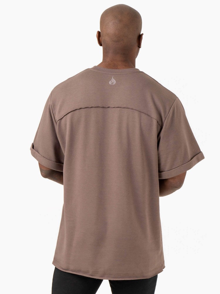 Ryderwear Pursuit Oversized Fleece T-Shirt Taupe | YTRP-31806