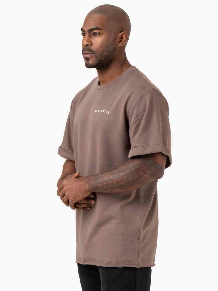 Ryderwear Pursuit Oversized Fleece T-Shirt Taupe | YTRP-31806