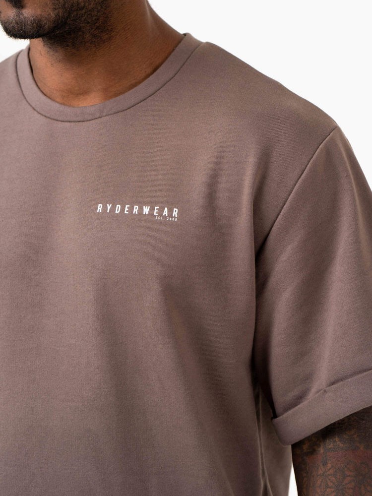 Ryderwear Pursuit Oversized Fleece T-Shirt Taupe | YTRP-31806