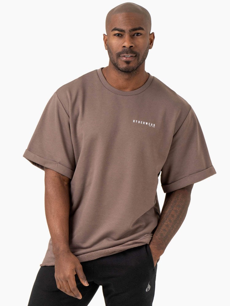 Ryderwear Pursuit Oversized Fleece T-Shirt Taupe | YTRP-31806