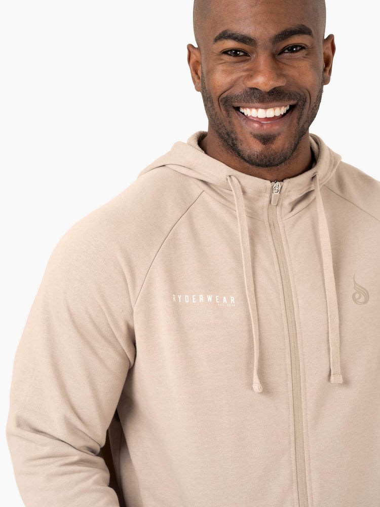 Ryderwear Pursuit Zip Up Hoodie Sand | ZYSA-62384