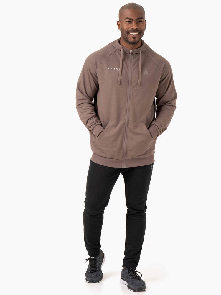 Ryderwear Pursuit Zip Up Hoodie Taupe | RANI-28609