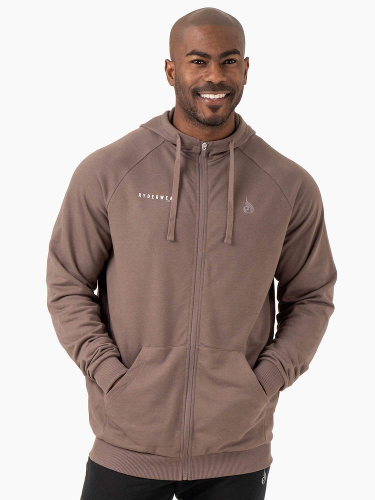 Ryderwear Pursuit Zip Up Hoodie Taupe | RANI-28609