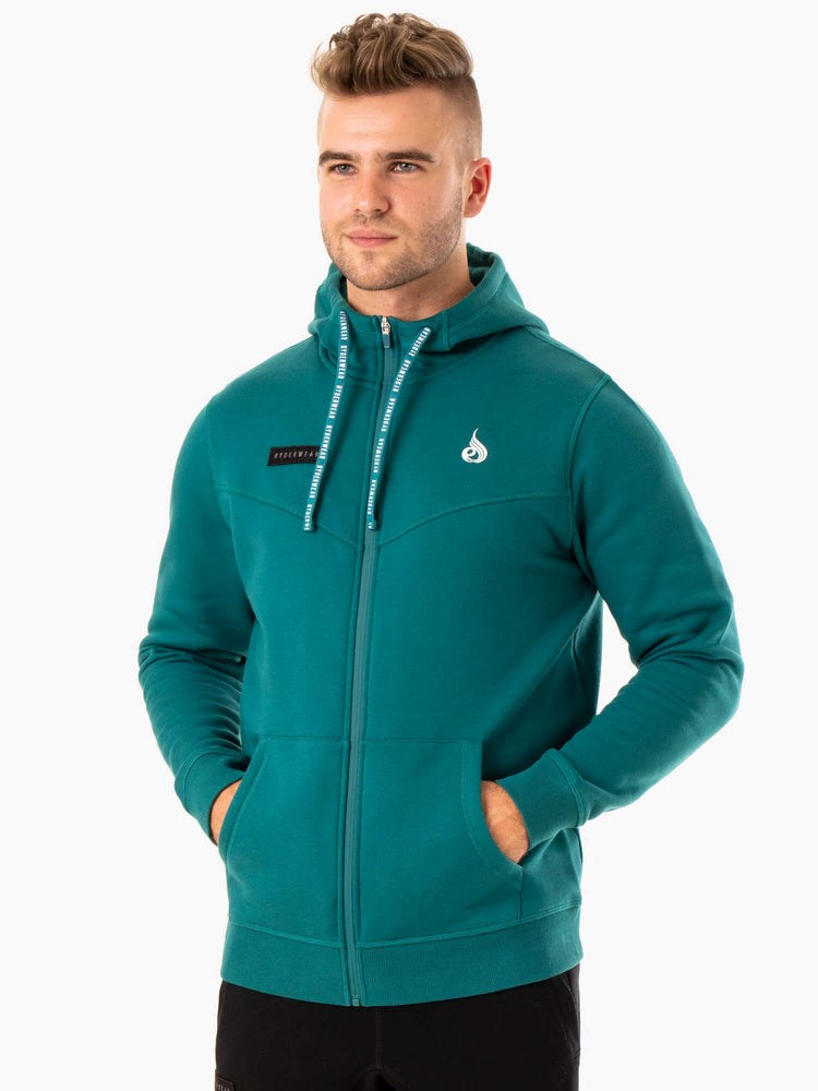 Ryderwear Recharge Zip Up Hoodie Teal | HCXD-65419