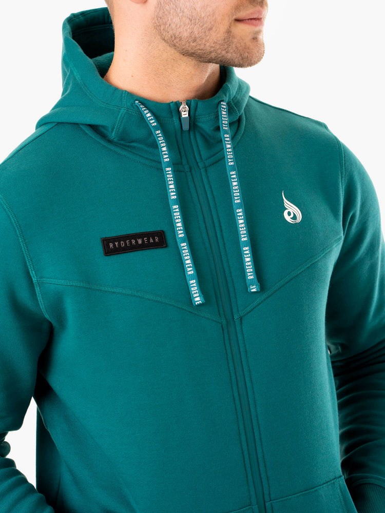 Ryderwear Recharge Zip Up Hoodie Teal | HCXD-65419