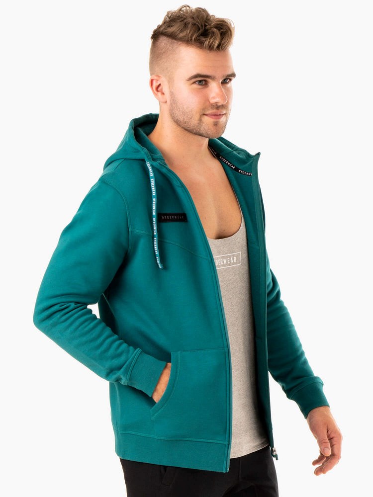 Ryderwear Recharge Zip Up Hoodie Teal | HCXD-65419