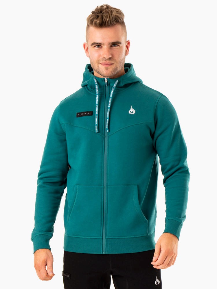 Ryderwear Recharge Zip Up Hoodie Teal | HCXD-65419