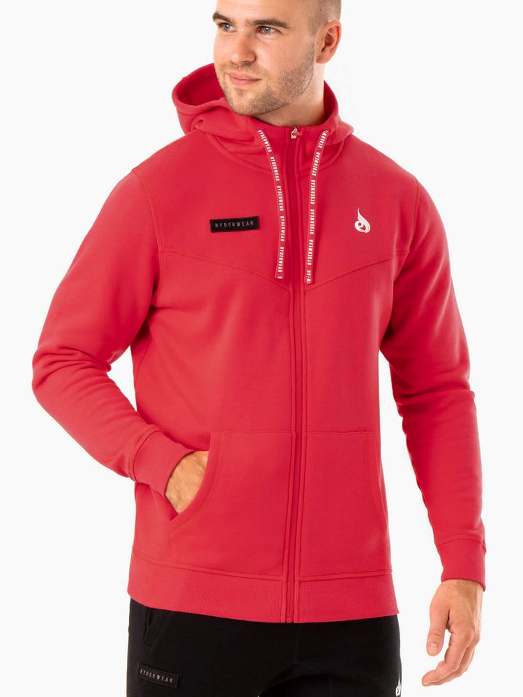 Ryderwear Recharge Zip Up Hoodie Červené | GIPR-05243