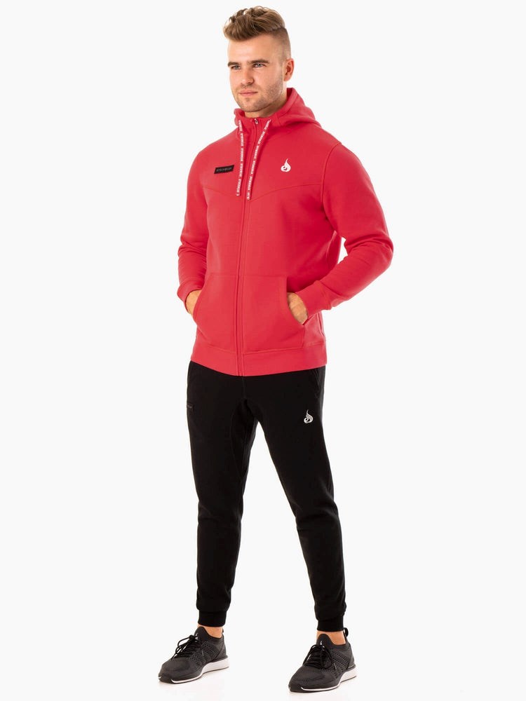 Ryderwear Recharge Zip Up Hoodie Červené | GIPR-05243