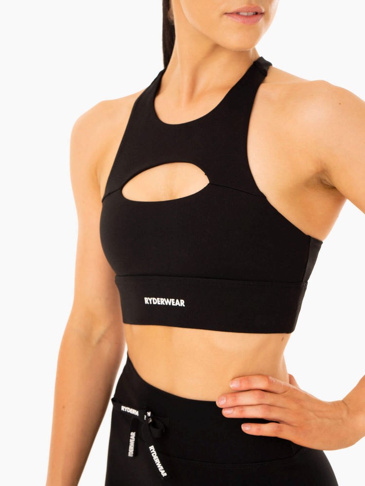 Ryderwear Replay Cut Out Sports Bra Černé | IRCZ-45671