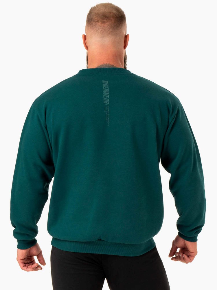 Ryderwear Reset Fleece Crew Neck Emerald | POHM-25094