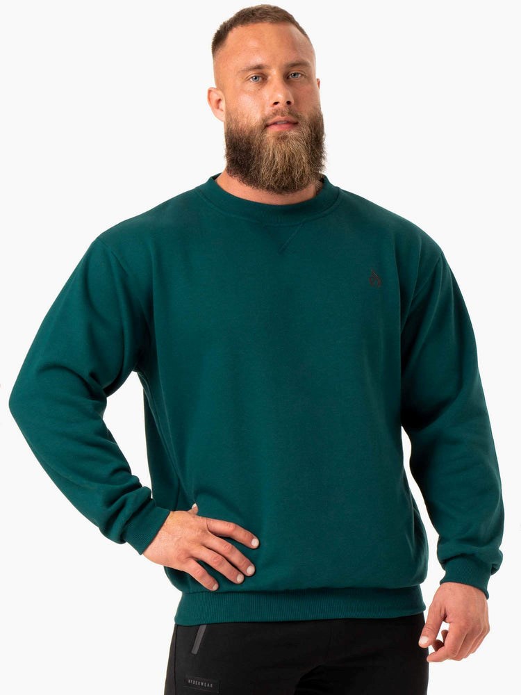 Ryderwear Reset Fleece Crew Neck Emerald | POHM-25094