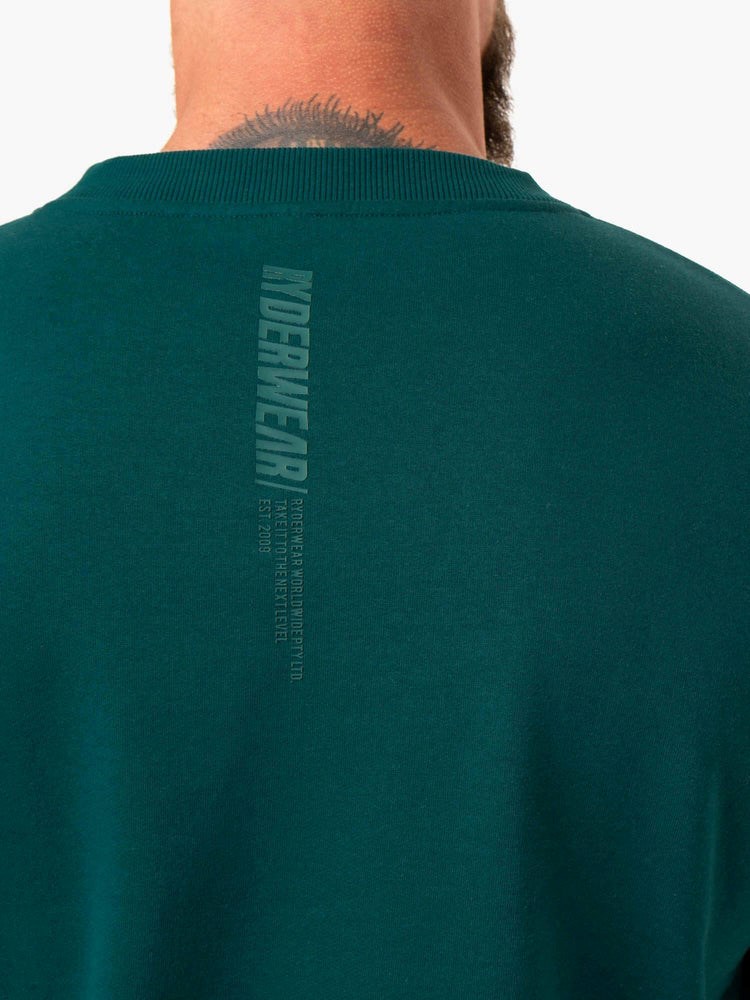 Ryderwear Reset Fleece Crew Neck Emerald | POHM-25094