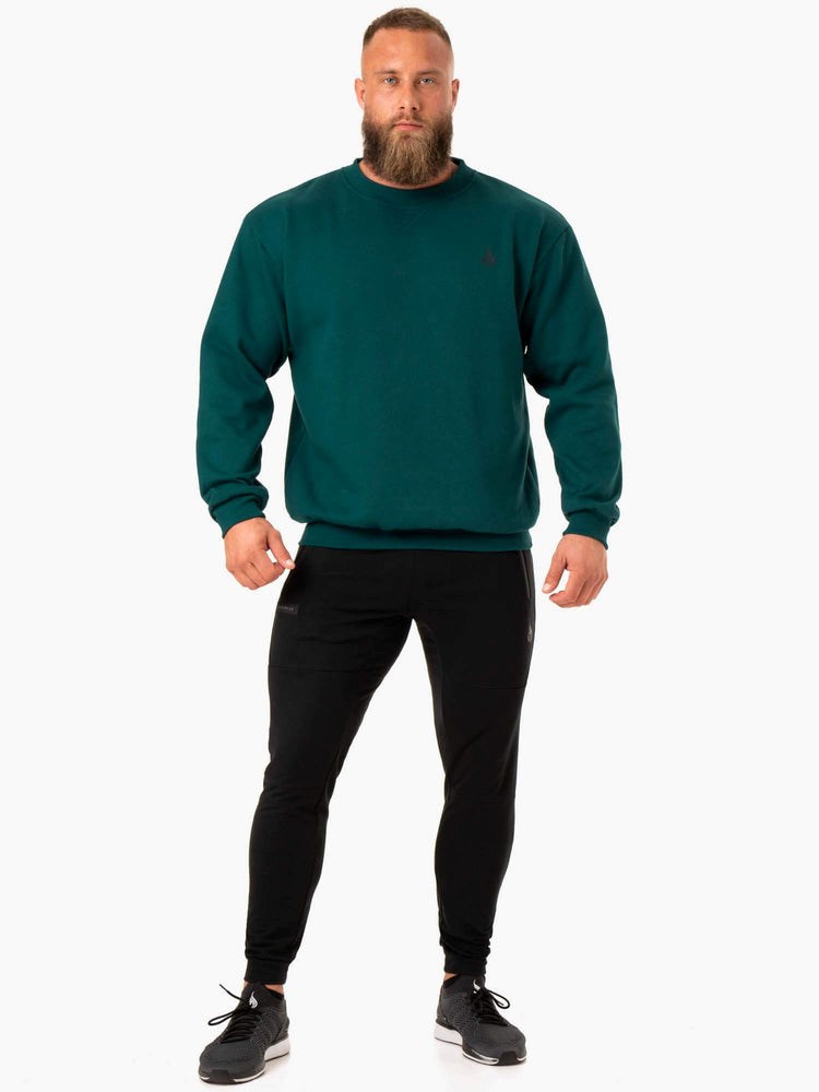 Ryderwear Reset Fleece Crew Neck Emerald | POHM-25094