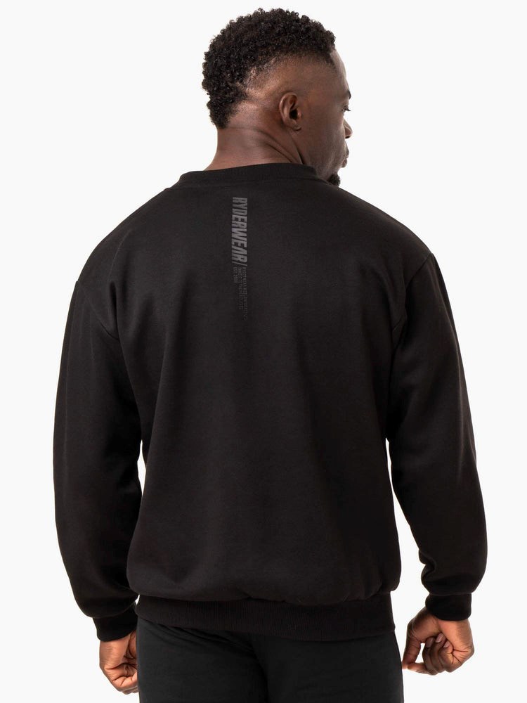 Ryderwear Reset Fleece Crew Neck Černé | UGMV-86713