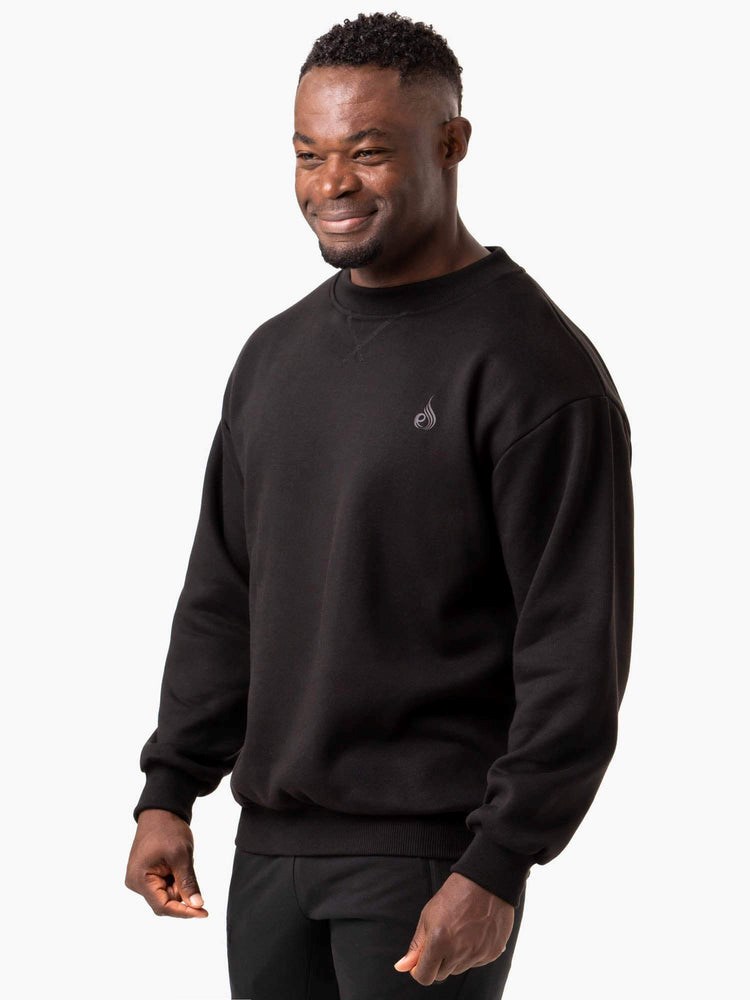 Ryderwear Reset Fleece Crew Neck Černé | UGMV-86713