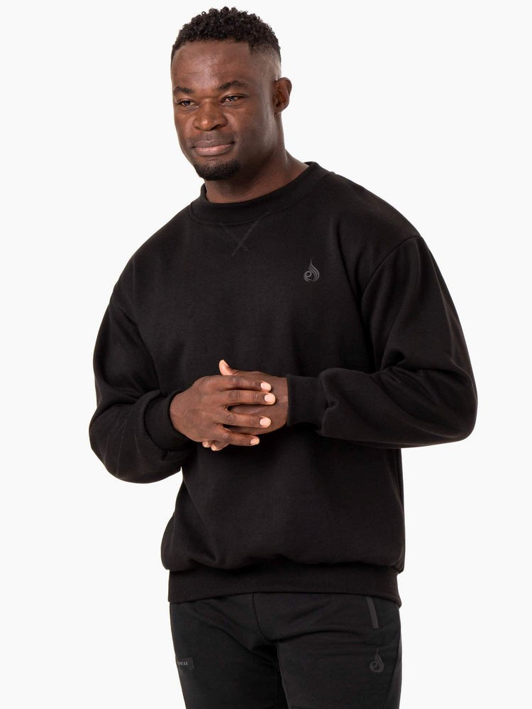 Ryderwear Reset Fleece Crew Neck Černé | UGMV-86713