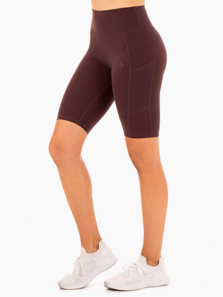 Ryderwear Reset High Waisted Pocket Bike Shorts Čokolády | SFIJ-57902