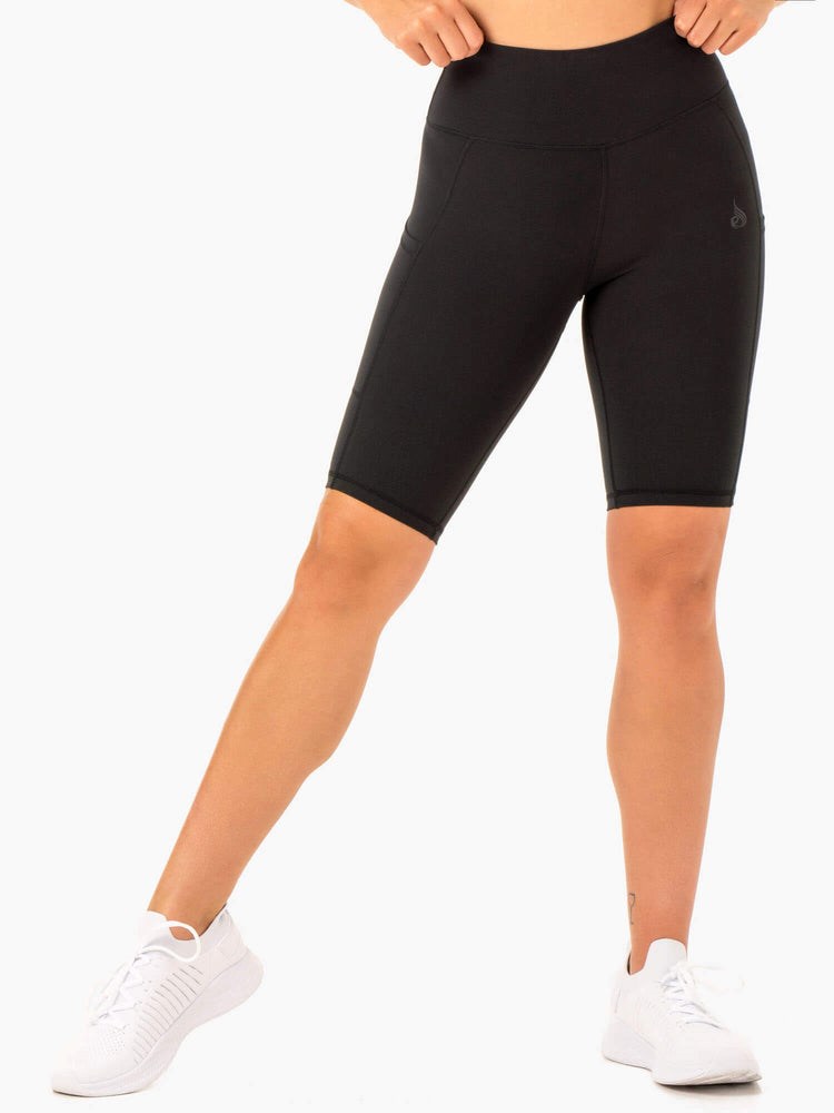 Ryderwear Reset High Waisted Pocket Bike Shorts Černé | VCNI-75834