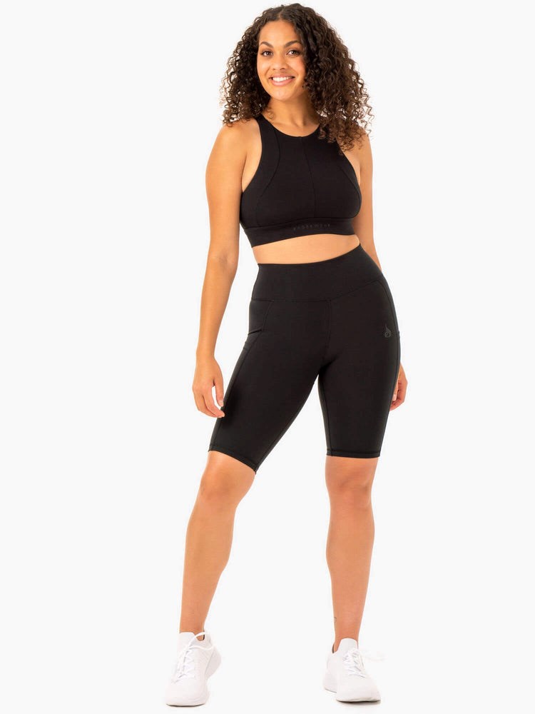 Ryderwear Reset High Waisted Pocket Bike Shorts Černé | VCNI-75834