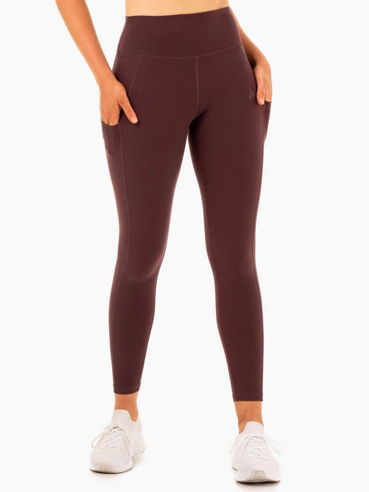 Ryderwear Reset High Waisted Pocket Leggings Čokolády | JCKE-92413