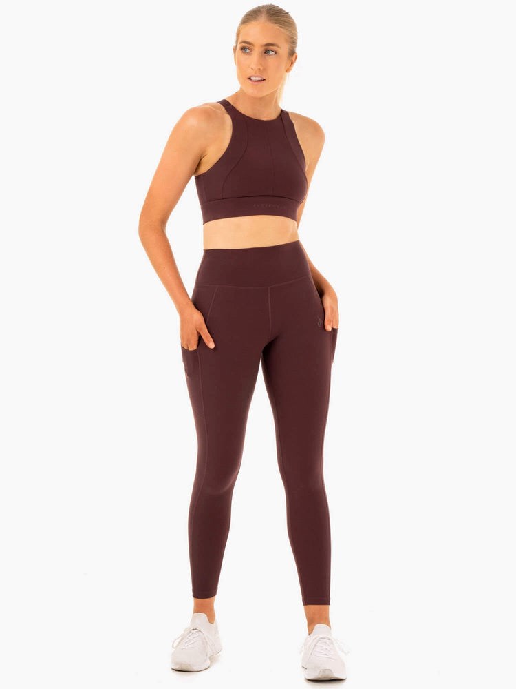 Ryderwear Reset High Waisted Pocket Leggings Čokolády | JCKE-92413