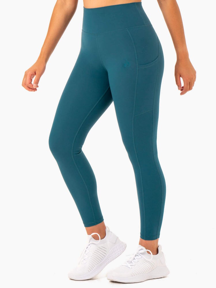 Ryderwear Reset High Waisted Pocket Leggings Teal | ZGKO-83497