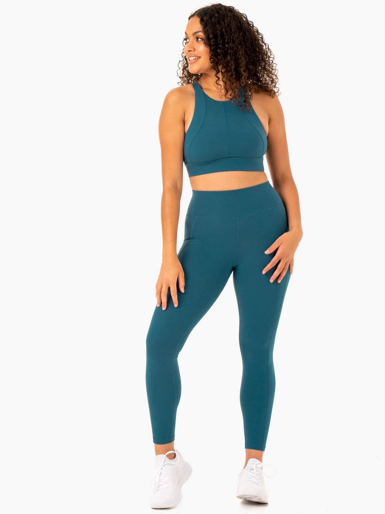 Ryderwear Reset High Waisted Pocket Leggings Teal | ZGKO-83497