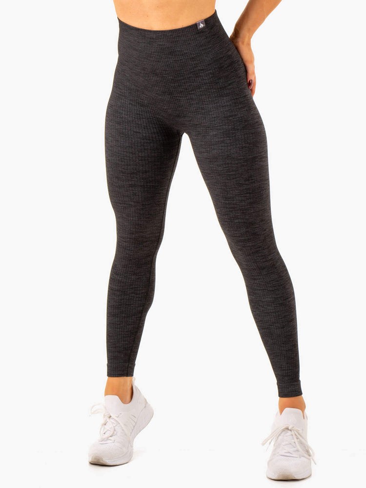 Ryderwear Rib Seamless Leggings Černé | MOSJ-63920