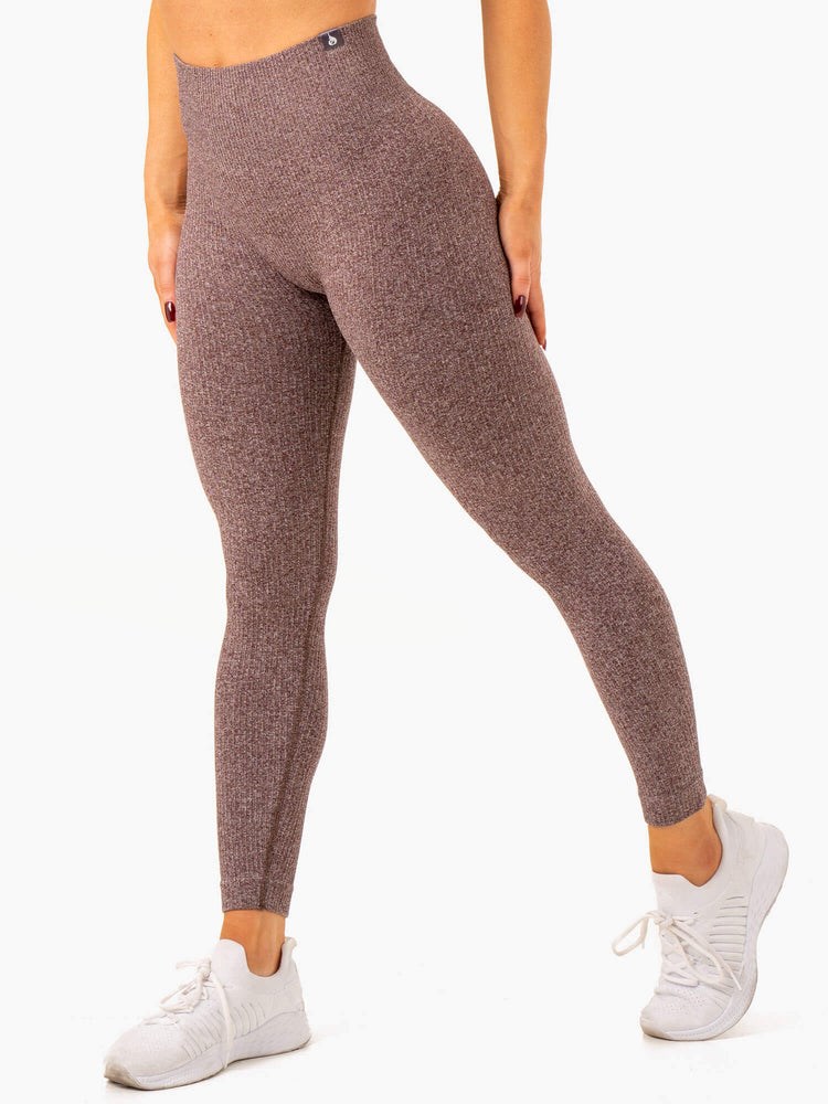 Ryderwear Rib Seamless Leggings Čokolády | WLXM-97842