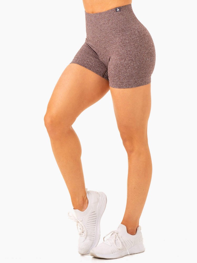 Ryderwear Rib Seamless Shorts Čokolády | NOJS-48351