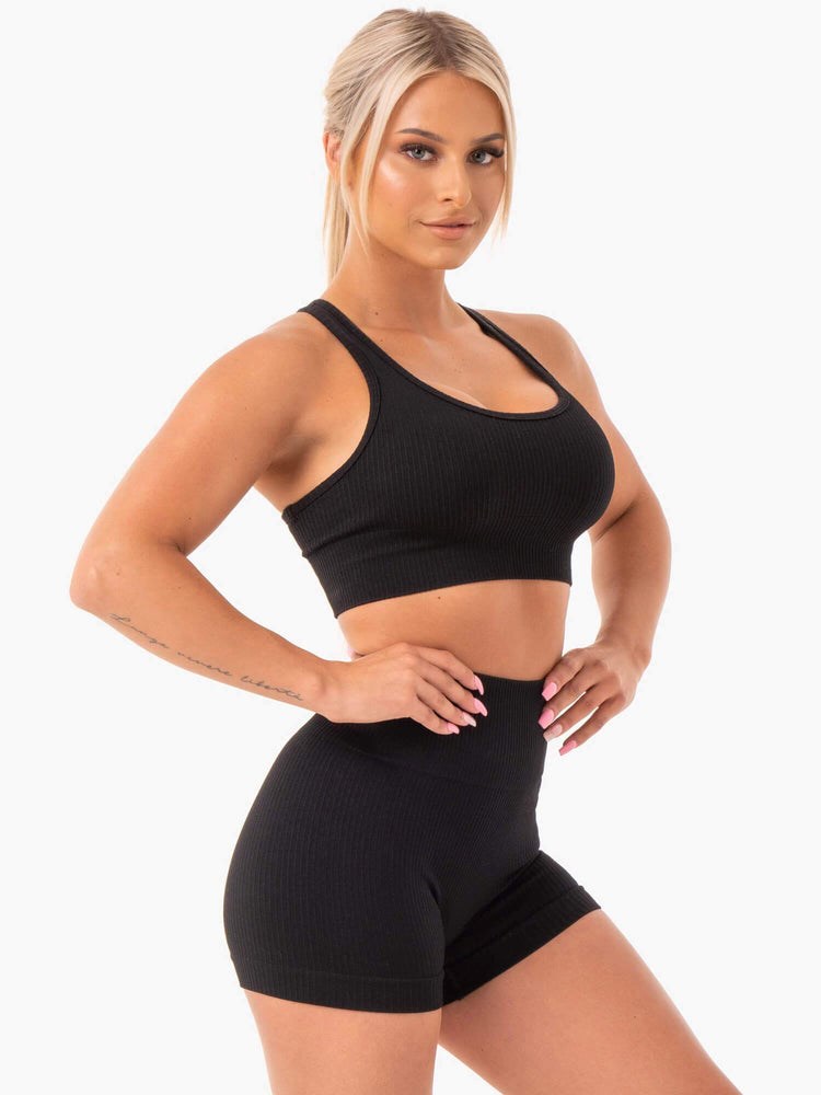 Ryderwear Rib Seamless Sports Bra Černé | HZRK-23486