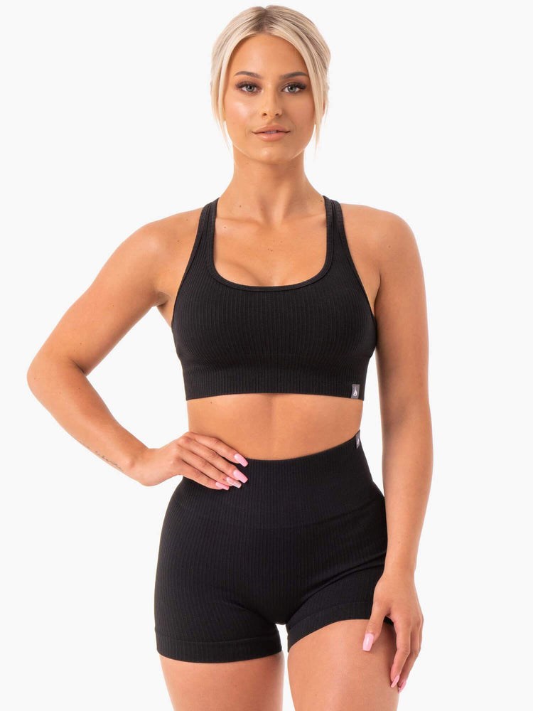 Ryderwear Rib Seamless Sports Bra Černé | HZRK-23486