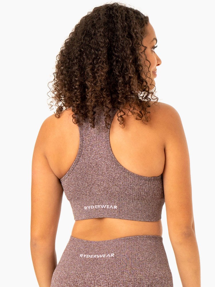 Ryderwear Rib Seamless Sports Bra Čokolády | CMUP-81096