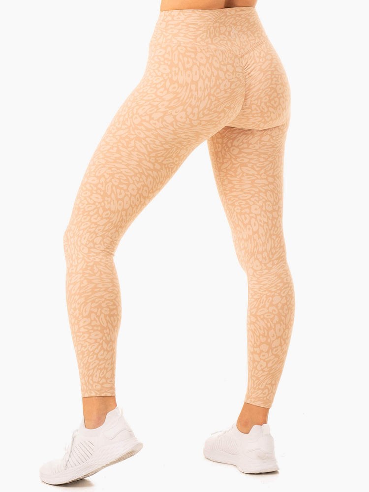 Ryderwear Rotation High Waisted Scrunch Leggings Leopard | JUVO-68513