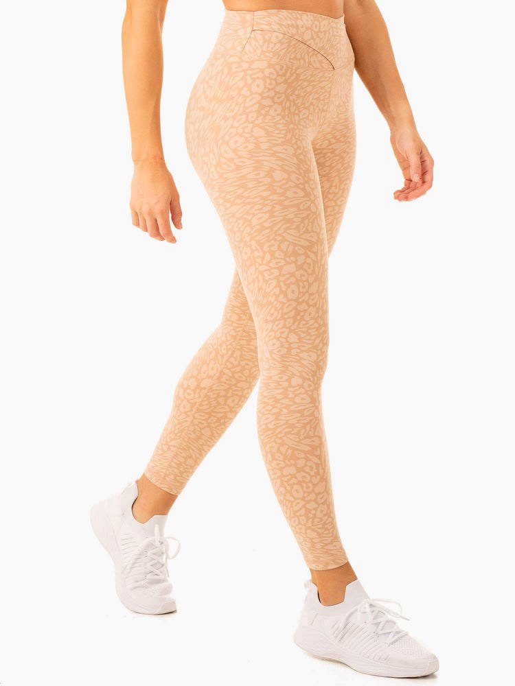 Ryderwear Rotation High Waisted Scrunch Leggings Leopard | JUVO-68513