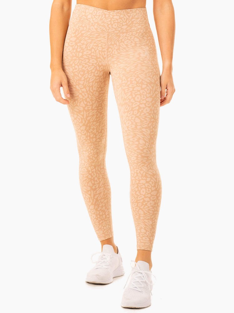 Ryderwear Rotation High Waisted Scrunch Leggings Leopard | JUVO-68513