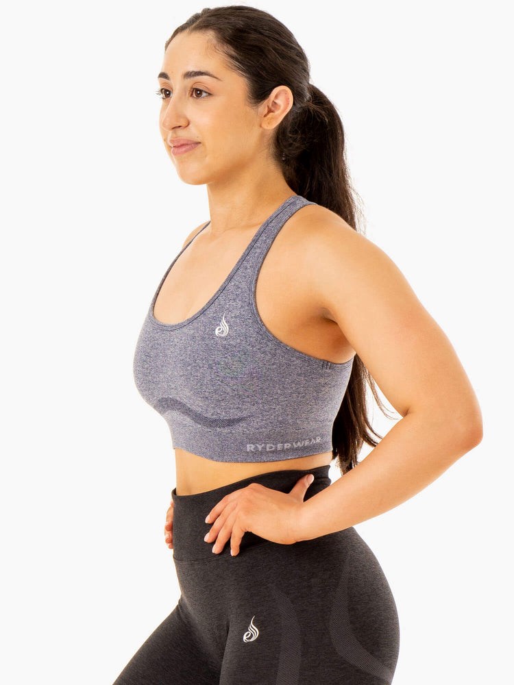 Ryderwear Sculpt Seamless Racer Back Sports Bra Tmavě Blankyt | VNRE-52389