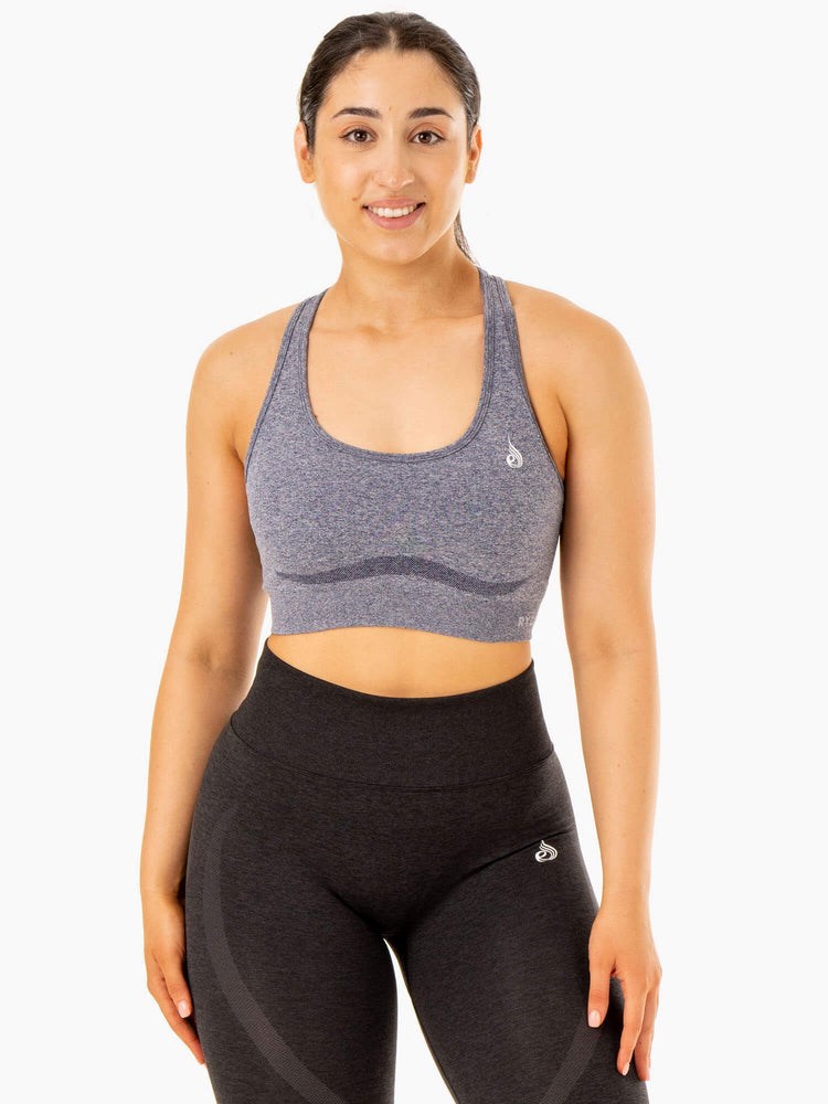 Ryderwear Sculpt Seamless Racer Back Sports Bra Tmavě Blankyt | VNRE-52389