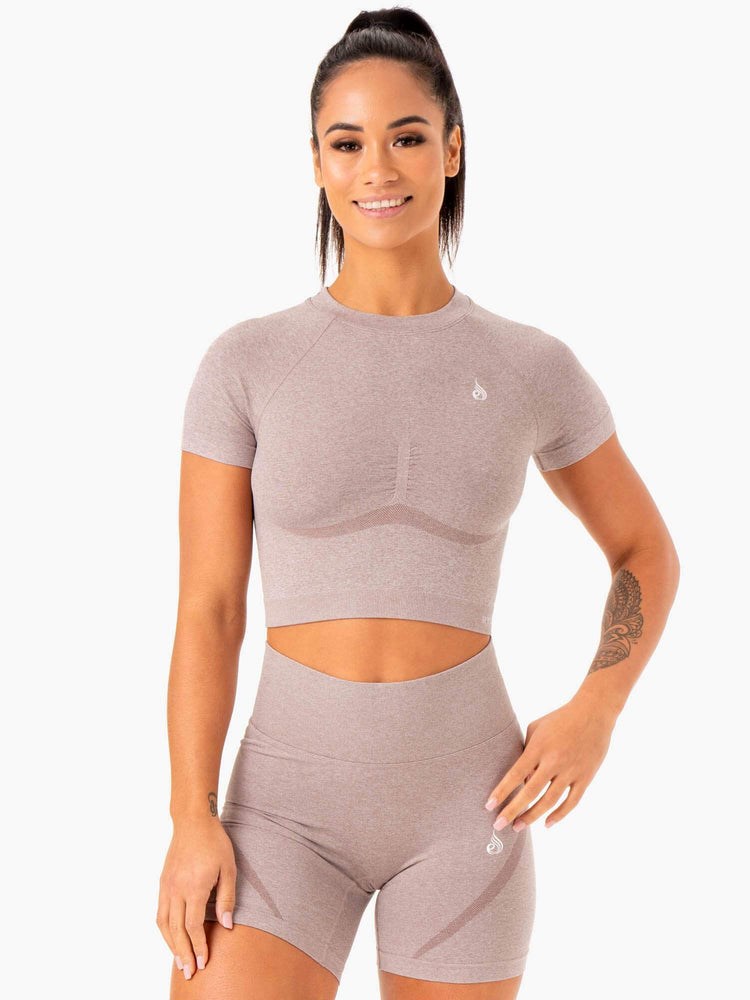 Ryderwear Sculpt Seamless T-Shirt Mushroom Marl | QOKA-39846