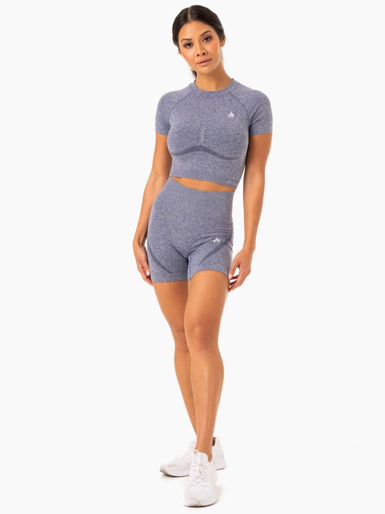 Ryderwear Sculpt Seamless T-Shirt Tmavě Blankyt | PIHM-74953