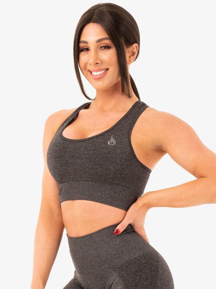 Ryderwear Seamless Staples Sports Bra Charcoal Marl | AGXW-64953