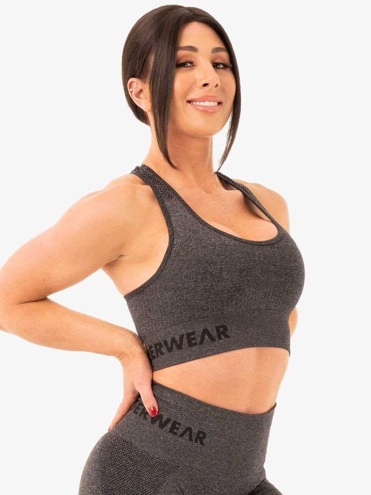 Ryderwear Seamless Staples Sports Bra Charcoal Marl | AGXW-64953