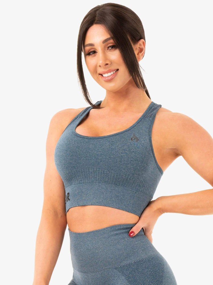 Ryderwear Seamless Staples Sports Bra Teal Marl | JAGQ-42576