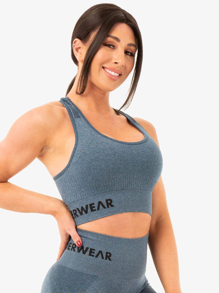 Ryderwear Seamless Staples Sports Bra Teal Marl | JAGQ-42576